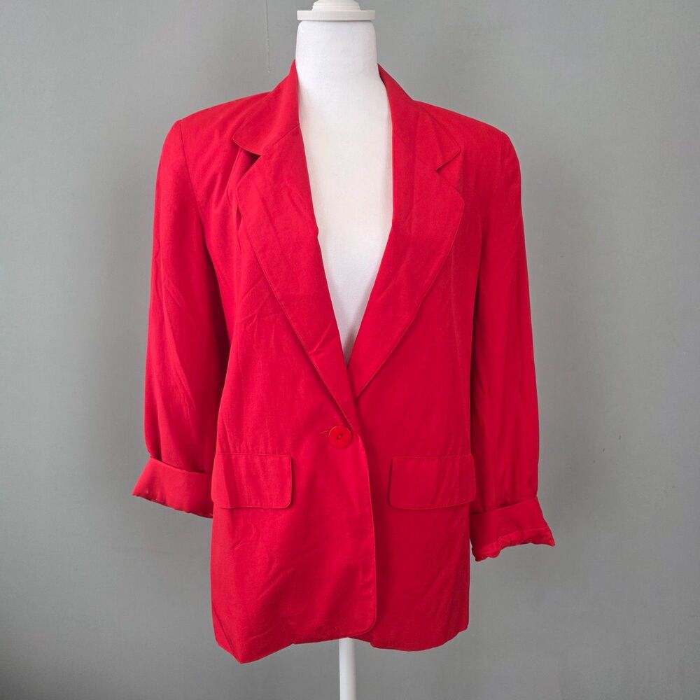Vintage Red Silk Blazer. Saks 5th Ave. Md. Y2k Twee Normal Valentines Luxury